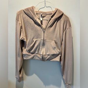Women's SKIMS Velour Sweater Hoodie DSK  Size Small Nwt Gym Crop Sport Dusk